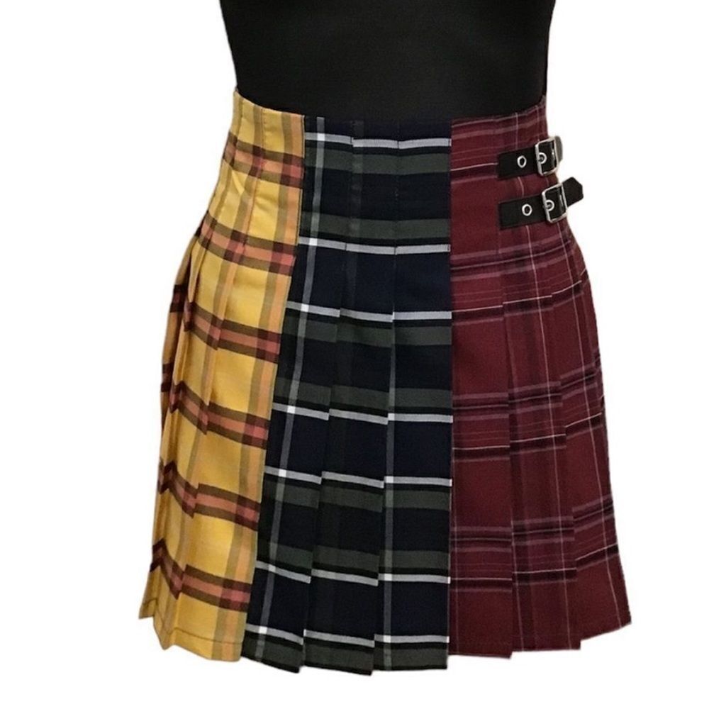 No Boundaries Plaid Pleated Mini Skirt JR Size X-Large (15-17)